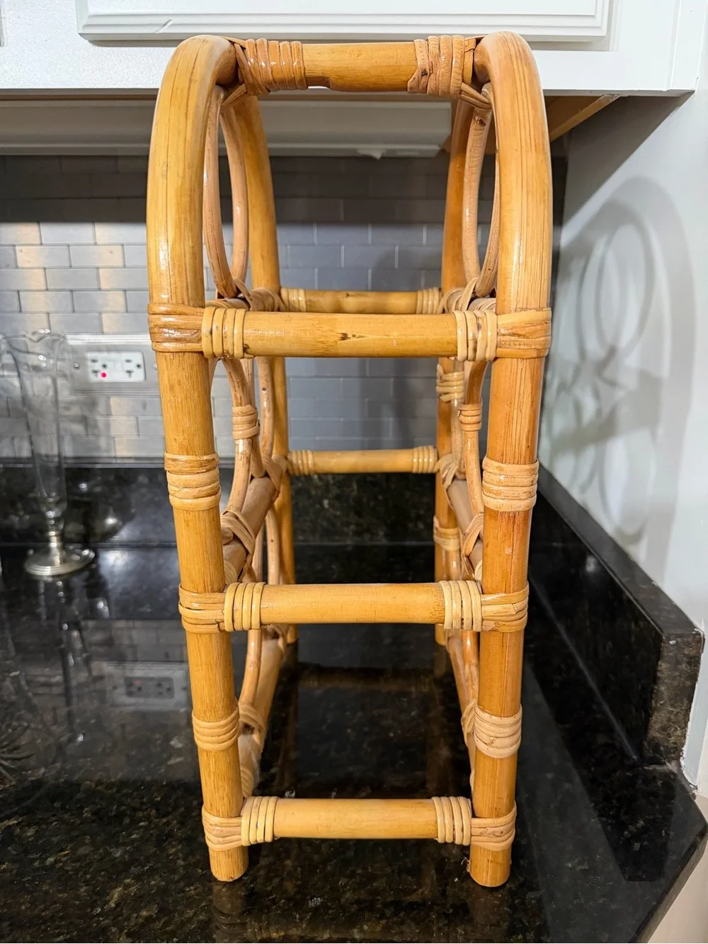 Vintage Rattan Wine Rack Bottle Holder | Holds 5 Bottles